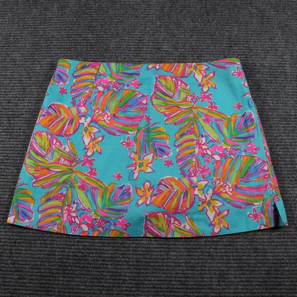 Lilly Pulitzer Skort Womens 8 Multicolor Tropical Floral Cotton Side Zip - Picture 2 of 7